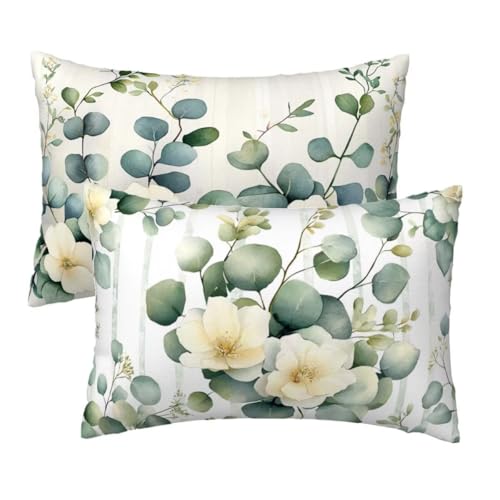 Kissenbezug 40 x 80 cm Salbeigrün Kissenbezüge 2er Set, Samt Sofakissen Dekokissen Kopfkissenbezug, Zierkissen Bezug Beidseitiger Druck für Kissen Deko Wohnzimmer Schlafzimmer Sofa, Blumen Muster Y-32 Kissenbezug 40 x 80 cm Salbeigrün Kissenbezüge 2er Set, Samt Sofakissen Dekokissen Kopfkissenbezug, Zierkissen Bezug Beidseitiger Druck für Kissen Deko Wohnzimmer Schlafzimmer Sofa, Blumen Muster Y-32 von Lihogbo