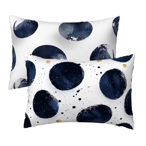 Kissenbezug 40 x 80 cm Weiß Kissenbezüge 2er Set, Samt Sofakissen Dekokissen Kopfkissenbezug, Zierkissen Bezug Beidseitiger Druck für Kissen Deko Wohnzimmer Schlafzimmer Sofa, Blaue Tupfen Muster R-42 Kissenbezug 40 x 80 cm Weiß Kissenbezüge 2er Set, Samt Sofakissen Dekokissen Kopfkissenbezug, Zierkissen Bezug Beidseitiger Druck für Kissen Deko Wohnzimmer Schlafzimmer Sofa, Blaue Tupfen Muster R-42 von Lihogbo