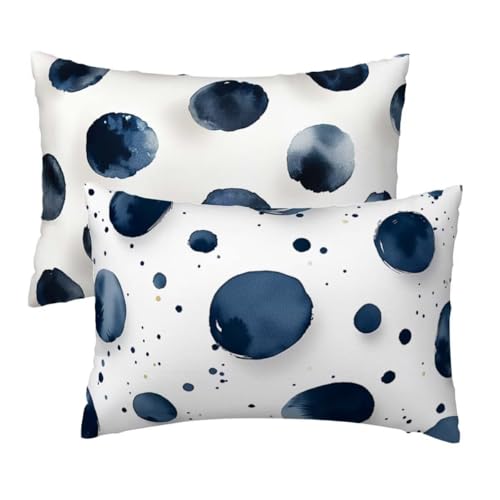Kissenbezug 40 x 80 cm Weiß Kissenbezüge 2er Set, Samt Sofakissen Dekokissen Kopfkissenbezug, Zierkissen Bezug Beidseitiger Druck für Kissen Deko Wohnzimmer Schlafzimmer Sofa, Blaue Tupfen Muster R-6 Kissenbezug 40 x 80 cm Weiß Kissenbezüge 2er Set, Samt Sofakissen Dekokissen Kopfkissenbezug, Zierkissen Bezug Beidseitiger Druck für Kissen Deko Wohnzimmer Schlafzimmer Sofa, Blaue Tupfen Muster R-6 von Lihogbo