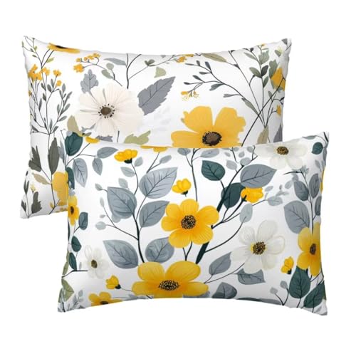 Kissenbezug 40 x 80 cm Weiß Kissenbezüge 2er Set, Samt Sofakissen Dekokissen Kopfkissenbezug, Zierkissen Bezug Beidseitiger Druck für Kissen Deko Wohnzimmer Schlafzimmer Sofa Hotel, Blumen Muster R-48 Kissenbezug 40 x 80 cm Weiß Kissenbezüge 2er Set, Samt Sofakissen Dekokissen Kopfkissenbezug, Zierkissen Bezug Beidseitiger Druck für Kissen Deko Wohnzimmer Schlafzimmer Sofa Hotel, Blumen Muster R-48 von Lihogbo
