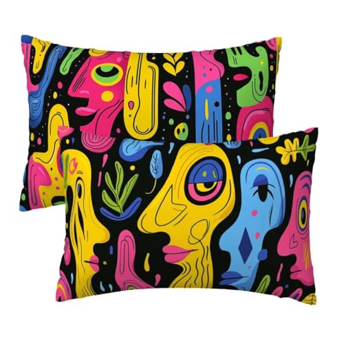 Kissenbezug 40x60 cm Bunt Kissenbezüge 2er Set, Samt Sofakissen Dekokissen Kopfkissenbezug, Zierkissen Bezug Beidseitiger Druck für Kissen Deko Wohnzimmer Schlafzimmer Sofa Hotel, Flippig Muster F-98 Kissenbezug 40x60 cm Bunt Kissenbezüge 2er Set, Samt Sofakissen Dekokissen Kopfkissenbezug, Zierkissen Bezug Beidseitiger Druck für Kissen Deko Wohnzimmer Schlafzimmer Sofa Hotel, Flippig Muster F-98 von Lihogbo