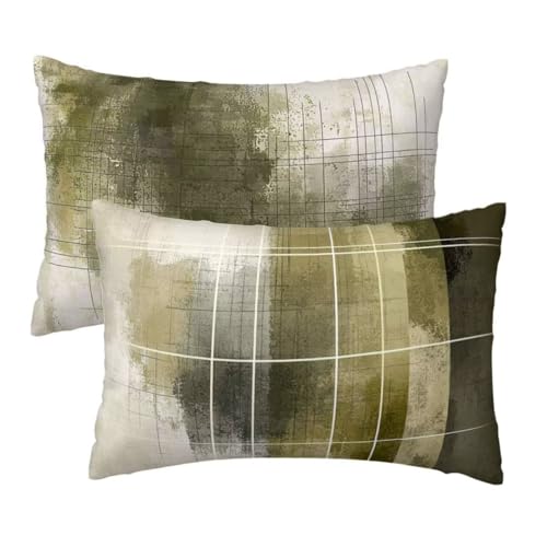 Kissenbezug 40x60 cm Olive Kissenbezüge 2er Set, Samt Sofakissen Dekokissen Kopfkissenbezug, Zierkissen Bezug Beidseitiger Druck für Kissen Deko Wohnzimmer Schlafzimmer Sofa Hotel, Modern Muster R-0 Kissenbezug 40x60 cm Olive Kissenbezüge 2er Set, Samt Sofakissen Dekokissen Kopfkissenbezug, Zierkissen Bezug Beidseitiger Druck für Kissen Deko Wohnzimmer Schlafzimmer Sofa Hotel, Modern Muster R-0 von Lihogbo