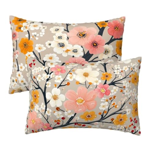 Kissenbezug 40x60 cm Retro Kissenbezüge 2er Set, Samt Sofakissen Dekokissen Kopfkissenbezug, Zierkissen Bezug Beidseitiger Druck für Kissen Deko Wohnzimmer Schlafzimmer Sofa Hotel, Blumen Muster R-18 Kissenbezug 40x60 cm Retro Kissenbezüge 2er Set, Samt Sofakissen Dekokissen Kopfkissenbezug, Zierkissen Bezug Beidseitiger Druck für Kissen Deko Wohnzimmer Schlafzimmer Sofa Hotel, Blumen Muster R-18 von Lihogbo