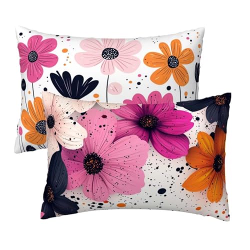 Kissenbezug 40x70 cm Weiß Kissenbezüge 2er Set, Samt Sofakissen Dekokissen Kopfkissenbezug, Zierkissen Bezug Beidseitiger Druck für Kissen Deko Wohnzimmer Schlafzimmer Sofa, Bunt Blumen Muster W-52 Kissenbezug 40x70 cm Weiß Kissenbezüge 2er Set, Samt Sofakissen Dekokissen Kopfkissenbezug, Zierkissen Bezug Beidseitiger Druck für Kissen Deko Wohnzimmer Schlafzimmer Sofa, Bunt Blumen Muster W-52 von Lihogbo