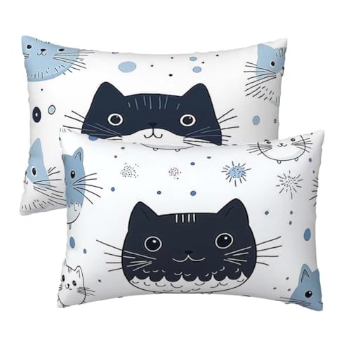 Kissenbezug 40x70 cm Weiß Kissenbezüge 2er Set, Samt Sofakissen Dekokissen Kopfkissenbezug, Zierkissen Bezug Beidseitiger Druck für Kissen Deko Wohnzimmer Schlafzimmer Sofa Hotel, Niedlich Muster E-4 Kissenbezug 40x70 cm Weiß Kissenbezüge 2er Set, Samt Sofakissen Dekokissen Kopfkissenbezug, Zierkissen Bezug Beidseitiger Druck für Kissen Deko Wohnzimmer Schlafzimmer Sofa Hotel, Niedlich Muster E-4 von Lihogbo