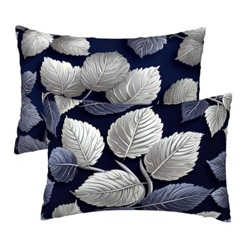 Kissenbezug 40x75 cm Grau Kissenbezüge 2er Set, Samt Sofakissen Dekokissen Kopfkissenbezug, Zierkissen Bezug Beidseitiger Druck für Kissen Deko Wohnzimmer Schlafzimmer Sofa Hotel, Blätter Muster E-26 Kissenbezug 40x75 cm Grau Kissenbezüge 2er Set, Samt Sofakissen Dekokissen Kopfkissenbezug, Zierkissen Bezug Beidseitiger Druck für Kissen Deko Wohnzimmer Schlafzimmer Sofa Hotel, Blätter Muster E-26 von Lihogbo