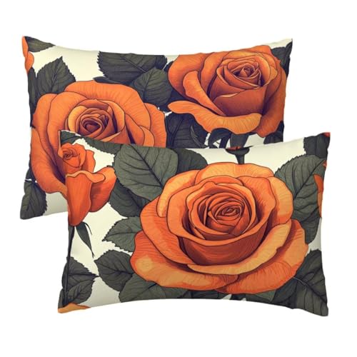 Kissenbezug 40x75 cm Retro Kissenbezüge 2er Set, Samt Sofakissen Dekokissen Kopfkissenbezug, Zierkissen Bezug Beidseitiger Druck für Kissen Deko Wohnzimmer Schlafzimmer Sofa, Orange Blumen Muster E-30 Kissenbezug 40x75 cm Retro Kissenbezüge 2er Set, Samt Sofakissen Dekokissen Kopfkissenbezug, Zierkissen Bezug Beidseitiger Druck für Kissen Deko Wohnzimmer Schlafzimmer Sofa, Orange Blumen Muster E-30 von Lihogbo