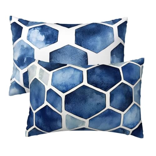 Kissenbezug 50x70 cm Blau Kissenbezüge 2er Set, Samt Sofakissen Dekokissen Kopfkissenbezug, Zierkissen Bezug Beidseitiger Druck für Kissen Deko Wohnzimmer Schlafzimmer Sofa, Geometrisch Muster W-54 Kissenbezug 50x70 cm Blau Kissenbezüge 2er Set, Samt Sofakissen Dekokissen Kopfkissenbezug, Zierkissen Bezug Beidseitiger Druck für Kissen Deko Wohnzimmer Schlafzimmer Sofa, Geometrisch Muster W-54 von Lihogbo