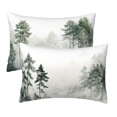 Kissenbezug 50x70 cm Salbeigrün Kissenbezüge 2er Set, Samt Sofakissen Dekokissen Kopfkissenbezug, Zierkissen Bezug Beidseitiger Druck für Kissen Deko Wohnzimmer Schlafzimmer Sofa, Baum Muster S-80 Kissenbezug 50x70 cm Salbeigrün Kissenbezüge 2er Set, Samt Sofakissen Dekokissen Kopfkissenbezug, Zierkissen Bezug Beidseitiger Druck für Kissen Deko Wohnzimmer Schlafzimmer Sofa, Baum Muster S-80 von Lihogbo