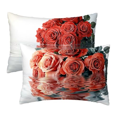 Kissenbezug 50x80 cm Grau Kissenbezüge 2er Set, Samt Sofakissen Dekokissen Kopfkissenbezug, Zierkissen Bezug Beidseitiger Druck für Kissen Deko Wohnzimmer Schlafzimmer Sofa Hotel, Blumen Muster W-46 Kissenbezug 50x80 cm Grau Kissenbezüge 2er Set, Samt Sofakissen Dekokissen Kopfkissenbezug, Zierkissen Bezug Beidseitiger Druck für Kissen Deko Wohnzimmer Schlafzimmer Sofa Hotel, Blumen Muster W-46 von Lihogbo