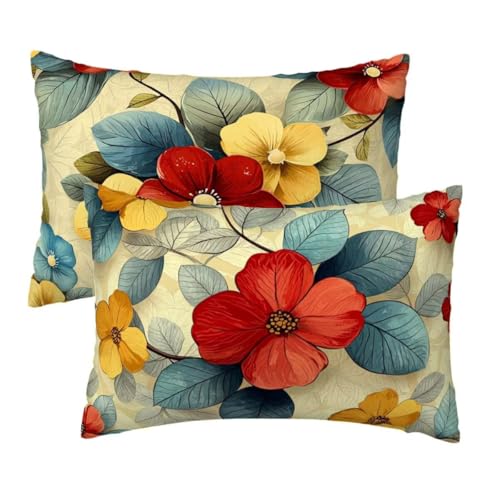 Kissenbezug 50x80 cm Retro Kissenbezüge 2er Set, Samt Sofakissen Dekokissen Kopfkissenbezug, Zierkissen Bezug Beidseitiger Druck für Kissen Deko Wohnzimmer Schlafzimmer Sofa Hotel, Blumen Muster R-86 Kissenbezug 50x80 cm Retro Kissenbezüge 2er Set, Samt Sofakissen Dekokissen Kopfkissenbezug, Zierkissen Bezug Beidseitiger Druck für Kissen Deko Wohnzimmer Schlafzimmer Sofa Hotel, Blumen Muster R-86 von Lihogbo