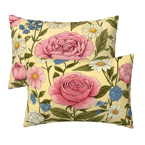 Kissenbezug 50x80 cm Retro Kissenbezüge 2er Set, Samt Sofakissen Dekokissen Kopfkissenbezug, Zierkissen Bezug Beidseitiger Druck für Kissen Deko Wohnzimmer Schlafzimmer Sofa Hotel, Blumen Muster W-34 Kissenbezug 50x80 cm Retro Kissenbezüge 2er Set, Samt Sofakissen Dekokissen Kopfkissenbezug, Zierkissen Bezug Beidseitiger Druck für Kissen Deko Wohnzimmer Schlafzimmer Sofa Hotel, Blumen Muster W-34 von Lihogbo