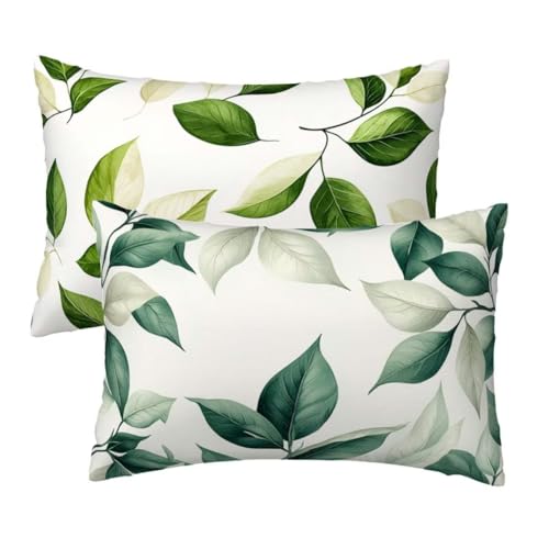 Kissenbezug 60x80 cm Weiß Kissenbezüge 2er Set, Samt Sofakissen Dekokissen Kopfkissenbezug, Zierkissen Bezug Beidseitiger Druck für Kissen Deko Wohnzimmer Schlafzimmer Sofa, Grüne Blätter Muster W-6 Kissenbezug 60x80 cm Weiß Kissenbezüge 2er Set, Samt Sofakissen Dekokissen Kopfkissenbezug, Zierkissen Bezug Beidseitiger Druck für Kissen Deko Wohnzimmer Schlafzimmer Sofa, Grüne Blätter Muster W-6 von Lihogbo