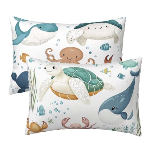 Kissenbezug 70x90 cm Weiß Kissenbezüge 2er Set, Samt Sofakissen Dekokissen Kopfkissenbezug, Zierkissen Bezug Beidseitiger Druck für Kissen Deko Wohnzimmer Schlafzimmer Sofa Hotel, Niedlich Muster W-82 von Lihogbo