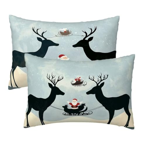 Kopfkissenbezug 30x50 cm 2er Set, Kissenbezug 50x30 cm Weihnachten Sofakissen Bezug, Weich Samt Dekokissen Kissenbezüge, Blau Muster Zierkissen Bezüge für Deko Wohnzimmer, Geschenke für Frauen R-63 Kopfkissenbezug 30x50 cm 2er Set, Kissenbezug 50x30 cm Weihnachten Sofakissen Bezug, Weich Samt Dekokissen Kissenbezüge, Blau Muster Zierkissen Bezüge für Deko Wohnzimmer, Geschenke für Frauen R-63 von Lihogbo