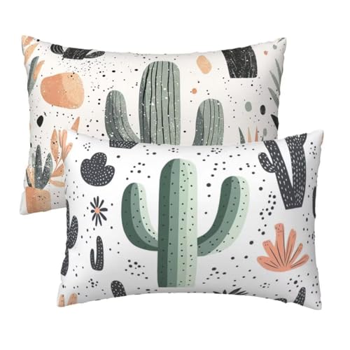 Kopfkissenbezug 30x50 cm 2er Set, Kissenbezug 50x30 cm Weiß Sofakissen Bezug, Weich Samt Dekokissen Kissenbezüge, Kaktus Muster Zierkissen Bezüge für Deko Wohnzimmer Sofa, Geschenke für Frauen R-81 Kopfkissenbezug 30x50 cm 2er Set, Kissenbezug 50x30 cm Weiß Sofakissen Bezug, Weich Samt Dekokissen Kissenbezüge, Kaktus Muster Zierkissen Bezüge für Deko Wohnzimmer Sofa, Geschenke für Frauen R-81 von Lihogbo