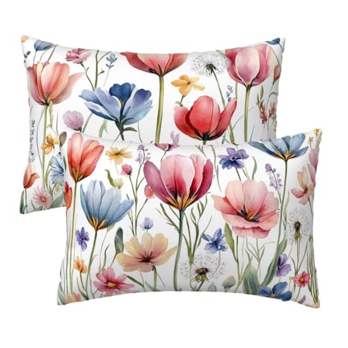 Kopfkissenbezug 30x50 cm 2er Set, Kissenbezug 50x30 cm Weiß Sofakissen Bezug, Weich Samt Dekokissen Kissenbezüge, Rosa Blumen Muster Zierkissen Bezüge für Deko Wohnzimmer, Geschenke für Frauen F-81 Kopfkissenbezug 30x50 cm 2er Set, Kissenbezug 50x30 cm Weiß Sofakissen Bezug, Weich Samt Dekokissen Kissenbezüge, Rosa Blumen Muster Zierkissen Bezüge für Deko Wohnzimmer, Geschenke für Frauen F-81 von Lihogbo