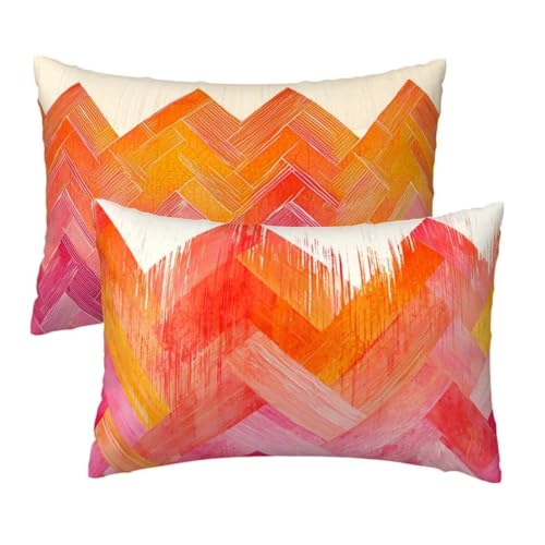 Kopfkissenbezug 40 x 80 2er Set, Kissenbezug 80x40 cm Orange Sofakissen Bezug, Weich Samt Dekokissen Kissenbezüge, Geometrisch Muster Zierkissen Bezüge für Deko Wohnzimmer, Geschenke für Frauen R-45 Kopfkissenbezug 40 x 80 2er Set, Kissenbezug 80x40 cm Orange Sofakissen Bezug, Weich Samt Dekokissen Kissenbezüge, Geometrisch Muster Zierkissen Bezüge für Deko Wohnzimmer, Geschenke für Frauen R-45 von Lihogbo