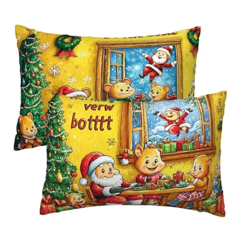 Kopfkissenbezug 40x60 2er Set, Kissenbezug 40x60 cm Weihnachten Sofakissen Bezug, Weich Samt Dekokissen Kissenbezüge, Niedlich Muster Zierkissen Bezüge für Deko Wohnzimmer, Geschenke für Frauen R-13 Kopfkissenbezug 40x60 2er Set, Kissenbezug 40x60 cm Weihnachten Sofakissen Bezug, Weich Samt Dekokissen Kissenbezüge, Niedlich Muster Zierkissen Bezüge für Deko Wohnzimmer, Geschenke für Frauen R-13 von Lihogbo