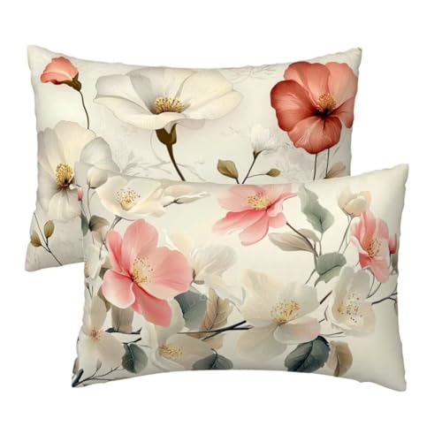 Kopfkissenbezug 40x60 cm 2er Set, Kissenbezug 40x60 cm Beige Sofakissen Bezug, Weich Samt Dekokissen Kissenbezüge, Blumen Muster Zierkissen Bezüge für Deko Wohnzimmer Sofa, Geschenke für Frauen R-75 Kopfkissenbezug 40x60 cm 2er Set, Kissenbezug 40x60 cm Beige Sofakissen Bezug, Weich Samt Dekokissen Kissenbezüge, Blumen Muster Zierkissen Bezüge für Deko Wohnzimmer Sofa, Geschenke für Frauen R-75 von Lihogbo