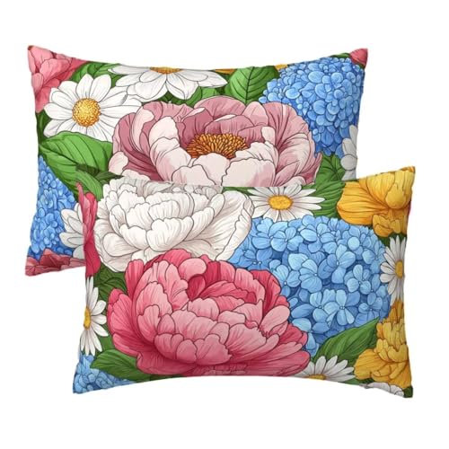 Kopfkissenbezug 40x70 cm 2er Set, Kissenbezug 40x70 cm Bunt Sofakissen Bezug, Weich Samt Dekokissen Kissenbezüge, Blumen Muster Zierkissen Bezüge für Deko Wohnzimmer Sofa, Geschenke für Frauen R-99 Kopfkissenbezug 40x70 cm 2er Set, Kissenbezug 40x70 cm Bunt Sofakissen Bezug, Weich Samt Dekokissen Kissenbezüge, Blumen Muster Zierkissen Bezüge für Deko Wohnzimmer Sofa, Geschenke für Frauen R-99 von Lihogbo