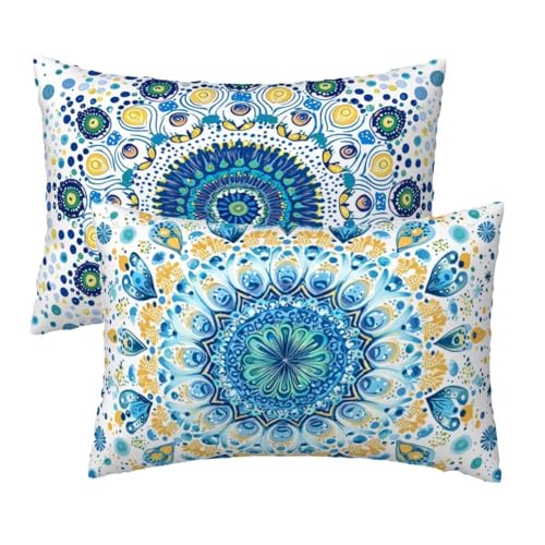 Kopfkissenbezug 40x80 cm 2er Set, Kissenbezug 80x40 cm Bohemian Sofakissen Bezug, Weich Samt Dekokissen Kissenbezüge, Blau Muster Zierkissen Bezüge für Deko Wohnzimmer, Geschenke für Frauen W-75 Kopfkissenbezug 40x80 cm 2er Set, Kissenbezug 80x40 cm Bohemian Sofakissen Bezug, Weich Samt Dekokissen Kissenbezüge, Blau Muster Zierkissen Bezüge für Deko Wohnzimmer, Geschenke für Frauen W-75 von Lihogbo