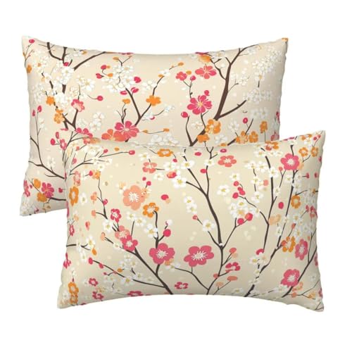 Kopfkissenbezug 40x90 cm 2er Set, Kissenbezug 40x90 cm Beige Sofakissen Bezug, Weich Samt Dekokissen Kissenbezüge, Rosa Blumen Muster Zierkissen Bezüge für Deko Wohnzimmer, Geschenke für Frauen S-95 Kopfkissenbezug 40x90 cm 2er Set, Kissenbezug 40x90 cm Beige Sofakissen Bezug, Weich Samt Dekokissen Kissenbezüge, Rosa Blumen Muster Zierkissen Bezüge für Deko Wohnzimmer, Geschenke für Frauen S-95 von Lihogbo