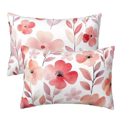 Kopfkissenbezug 40x90 cm 2er Set, Kissenbezug 40x90 cm Pink Sofakissen Bezug, Weich Samt Dekokissen Kissenbezüge, Blumen Muster Zierkissen Bezüge für Deko Wohnzimmer Sofa, Geschenke für Frauen W-65 Kopfkissenbezug 40x90 cm 2er Set, Kissenbezug 40x90 cm Pink Sofakissen Bezug, Weich Samt Dekokissen Kissenbezüge, Blumen Muster Zierkissen Bezüge für Deko Wohnzimmer Sofa, Geschenke für Frauen W-65 von Lihogbo