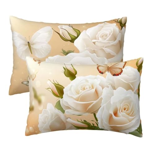 Kopfkissenbezug 50x80 2er Set, Kissenbezug 50x80 cm Schmetterling Sofakissen Bezug, Weich Samt Dekokissen Kissenbezüge, Blumen Muster Zierkissen Bezüge für Deko Wohnzimmer, Geschenke für Frauen R-41 Kopfkissenbezug 50x80 2er Set, Kissenbezug 50x80 cm Schmetterling Sofakissen Bezug, Weich Samt Dekokissen Kissenbezüge, Blumen Muster Zierkissen Bezüge für Deko Wohnzimmer, Geschenke für Frauen R-41 von Lihogbo