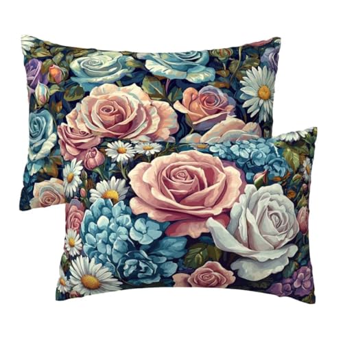 Kopfkissenbezug 50x80 cm 2er Set, Kissenbezug 50x80 cm Blumen Sofakissen Bezug, Weich Samt Dekokissen Kissenbezüge, Bunt Muster Zierkissen Bezüge für Deko Wohnzimmer Sofa, Geschenke für Frauen E-21 Kopfkissenbezug 50x80 cm 2er Set, Kissenbezug 50x80 cm Blumen Sofakissen Bezug, Weich Samt Dekokissen Kissenbezüge, Bunt Muster Zierkissen Bezüge für Deko Wohnzimmer Sofa, Geschenke für Frauen E-21 von Lihogbo
