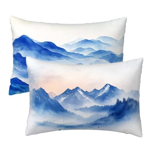 Kopfkissenbezug 60x80 cm 2er Set, Kissenbezug 80x60 cm Blau Sofakissen Bezug, Weich Samt Dekokissen Kissenbezüge, Berg Muster Zierkissen Bezüge für Deko Wohnzimmer Sofa, Geschenke für Frauen W-35 Kopfkissenbezug 60x80 cm 2er Set, Kissenbezug 80x60 cm Blau Sofakissen Bezug, Weich Samt Dekokissen Kissenbezüge, Berg Muster Zierkissen Bezüge für Deko Wohnzimmer Sofa, Geschenke für Frauen W-35 von Lihogbo