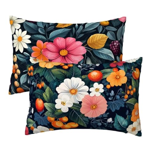 Kopfkissenbezug 60x80 cm 2er Set, Kissenbezug 80x60 cm Blumen Sofakissen Bezug, Weich Samt Dekokissen Kissenbezüge, Anlage Muster Zierkissen Bezüge für Deko Wohnzimmer Sofa, Geschenke für Frauen E-7 Kopfkissenbezug 60x80 cm 2er Set, Kissenbezug 80x60 cm Blumen Sofakissen Bezug, Weich Samt Dekokissen Kissenbezüge, Anlage Muster Zierkissen Bezüge für Deko Wohnzimmer Sofa, Geschenke für Frauen E-7 von Lihogbo
