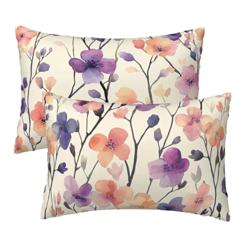 Kopfkissenbezug 60x80 cm 2er Set, Kissenbezug 80x60 cm Creme Sofakissen Bezug, Weich Samt Dekokissen Kissenbezüge, Blumen Muster Zierkissen Bezüge für Deko Wohnzimmer Sofa, Geschenke für Frauen G-13 von Lihogbo