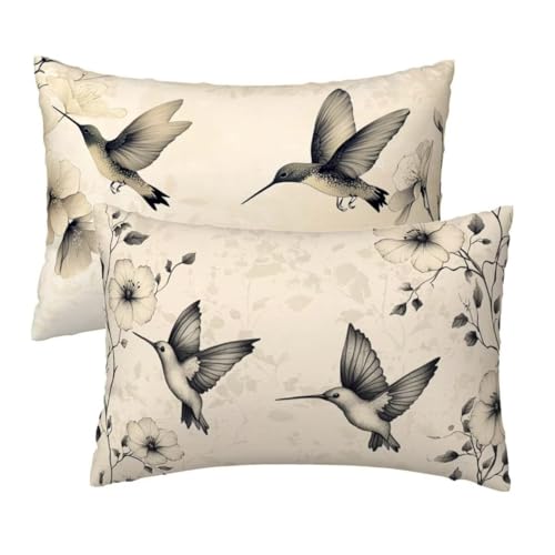Kopfkissenbezug 60x80 cm 2er Set, Kissenbezug 80x60 cm Retro Sofakissen Bezug, Weich Samt Dekokissen Kissenbezüge, Vogel Muster Zierkissen Bezüge für Deko Wohnzimmer Sofa, Geschenke für Frauen W-31 Kopfkissenbezug 60x80 cm 2er Set, Kissenbezug 80x60 cm Retro Sofakissen Bezug, Weich Samt Dekokissen Kissenbezüge, Vogel Muster Zierkissen Bezüge für Deko Wohnzimmer Sofa, Geschenke für Frauen W-31 von Lihogbo