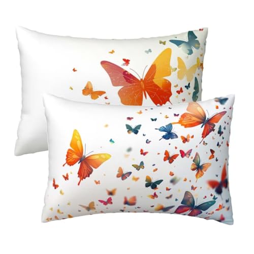 Kopfkissenbezug 60x80 cm 2er Set, Kissenbezug 80x60 cm Schmetterling Sofakissen Bezug, Weich Samt Dekokissen Kissenbezüge, Weiß Muster Zierkissen Bezüge für Deko Wohnzimmer, Geschenke für Frauen S-85 Kopfkissenbezug 60x80 cm 2er Set, Kissenbezug 80x60 cm Schmetterling Sofakissen Bezug, Weich Samt Dekokissen Kissenbezüge, Weiß Muster Zierkissen Bezüge für Deko Wohnzimmer, Geschenke für Frauen S-85 von Lihogbo