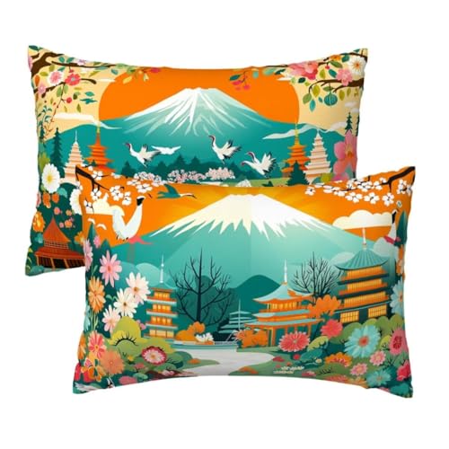 Kopfkissenbezug 70x90 cm 2er Set, Kissenbezug 70x90 cm Bunt Sofakissen Bezug, Weich Samt Dekokissen Kissenbezüge, Japan Muster Zierkissen Bezüge für Deko Wohnzimmer Sofa, Geschenke für Frauen W-23 Kopfkissenbezug 70x90 cm 2er Set, Kissenbezug 70x90 cm Bunt Sofakissen Bezug, Weich Samt Dekokissen Kissenbezüge, Japan Muster Zierkissen Bezüge für Deko Wohnzimmer Sofa, Geschenke für Frauen W-23 von Lihogbo
