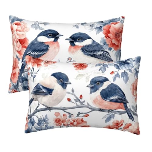 Kopfkissenbezug 70x90 cm 2er Set, Kissenbezug 70x90 cm Weiß Sofakissen Bezug, Weich Samt Dekokissen Kissenbezüge, Vogel Muster Zierkissen Bezüge für Deko Wohnzimmer Sofa, Geschenke für Frauen W-7 Kopfkissenbezug 70x90 cm 2er Set, Kissenbezug 70x90 cm Weiß Sofakissen Bezug, Weich Samt Dekokissen Kissenbezüge, Vogel Muster Zierkissen Bezüge für Deko Wohnzimmer Sofa, Geschenke für Frauen W-7 von Lihogbo