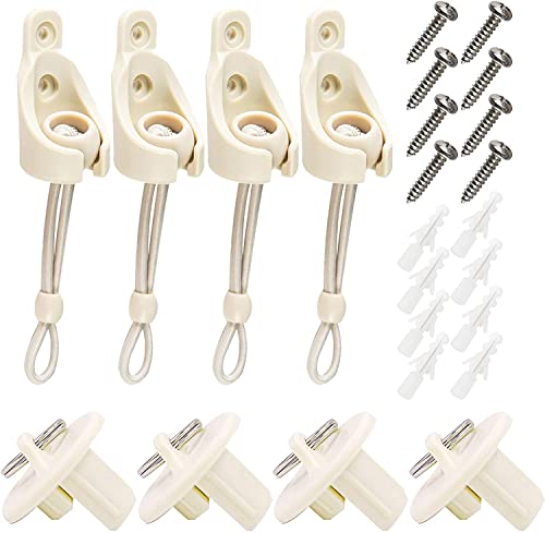 Universelles Ersatz-Installationszubehör für Innen- und Außenbereich Sonnenschutz und Rollos (neues Bungee-Kit + Endkappe, 2 Set, Beige) von Lihopefe