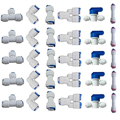 Lemoy 0,64 cm OD Quick Connect Push In to Connect Wasserschlaucharmatur für RO Umkehrosmose Wasserfilter-Armaturen, 30 Stück Lemoy 0,64 cm OD Quick Connect Push In to Connect Wasserschlaucharmatur für RO Umkehrosmose Wasserfilter-Armaturen, 30 Stück von Liimevvon
