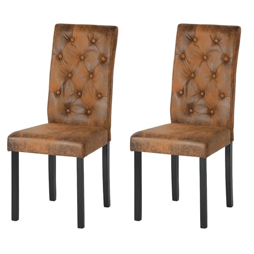 Küchenstühle 2er Set Stühle Esszimmer 2er Set, Holzstühle/Essstuhl/Esszimmerstühle Holz Für Büro/Küche/Esszimmer/Wohnzimmer Beine aus Gummiholz Wildlederpolster Stuhl Braun 55 cm Hohe Rückenlehne von Liink1Ga