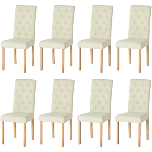 Küchenstühle 8er Set Stühle Esszimmer 8er Set, Holzstühle/Essstuhl/Esszimmerstühle Holz Für Büro/Küche/Esszimmer/Wohnzimmer Stühle aus 3 CM Gummiholzbein/Leinengepolsterter Stuhl Beige 98 CM Hohe von Liink1Ga