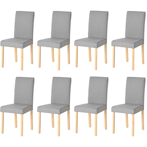 Küchenstühle 8er Set Stühle Esszimmer 8er Set, Holzstühle/Essstuhl/Esszimmerstühle Holz Für Büro/Küche/Esszimmer/Wohnzimmer Stühle aus 3 CM Gummiholzbein/Leinengepolsterter Stuhl Grau 92 CM Hohe von Liink1Ga