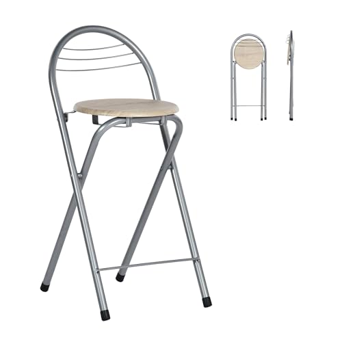 Liink1Ga 6er Set Barhocker Klappbar mit Lehne, Klapphocker Faltbar Bar Hocker Klappbar Stuhl Barstühle für Indoor Outdoor Küche Bars Bistro Camping/61 cm Sitzhöhe&Leiterrückenlehne/Eiche&Silber Liink1Ga 6er Set Barhocker Klappbar mit Lehne, Klapphocker Faltbar Bar Hocker Klappbar Stuhl Barstühle für Indoor Outdoor Küche Bars Bistro Camping/61 cm Sitzhöhe&Leiterrückenlehne/Eiche&Silber von Liink1Ga