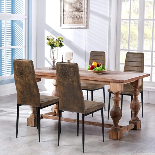 Liink1Ga Esszimmerstühle Küchenstühle 4er Set Stühle Braun, Moderner Gastrostühle Besucherstuhl Küchensessel Esszimmer Stühle Essstuhl mit Wildlederpolsterung Für Büro/Küche/Esszimmer/Wohnzimmer von Liink1Ga