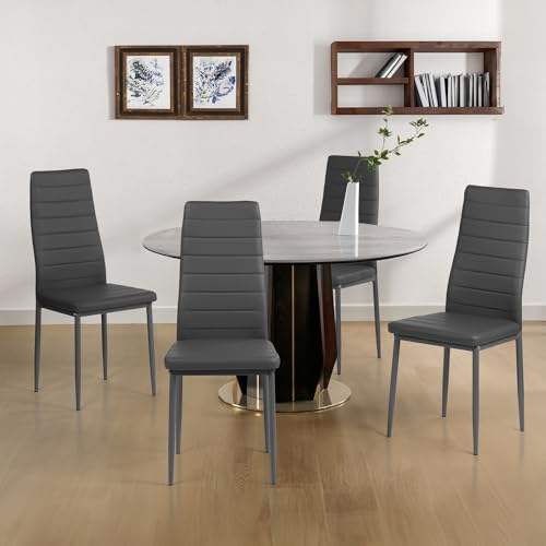 Liink1Ga Esszimmerstühle Küchenstühle 4er Set Stühle Grau, Moderner Gastrostühle Besucherstuhl Küchensessel Esszimmer Stühle Essstuhl mit Kunstleder Für Büro/Küche/Esszimmer/Wohnzimmer von Liink1Ga