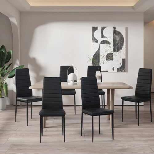 Liink1Ga Esszimmerstühle Küchenstühle 6er Set Stühle Schwarz, Moderner Gastrostühle Besucherstuhl Küchensessel Esszimmer Stühle Essstuhl mit Kunstleder Für Büro/Küche/Esszimmer/Wohnzimmer von Liink1Ga