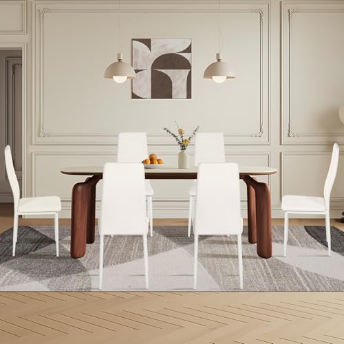 Liink1Ga Esszimmerstühle Küchenstühle 6er Set Stühle Weiß, Moderner Besucherstuhl Küchensessel Esszimmer Stühle Essstuhl mit Kunstleder, Einfacher Zusammenbau Für Büro/Küche/Esszimmer/Wohnzimmer von Liink1Ga