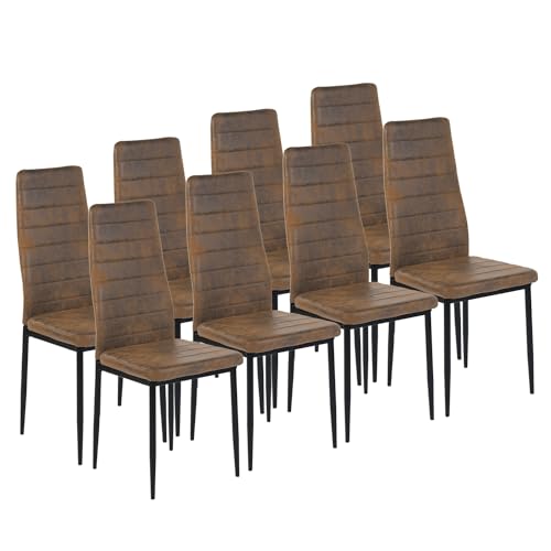 Liink1Ga Esszimmerstühle Küchenstühle 8er Set Stühle Braun, Moderner Gastrostühle Besucherstuhl Küchensessel Esszimmer Stühle Essstuhl mit Wildlederpolsterung Für Büro/Küche/Esszimmer/Wohnzimmer von Liink1Ga