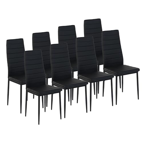 Liink1Ga Esszimmerstühle Küchenstühle 8er Set Stühle Schwarz, Moderner Besucherstuhl Küchensessel Esszimmer Stühle Essstuhl mit Kunstleder, Einfacher Zusammenbau Für Büro/Küche/Esszimmer/Wohnzimmer von Liink1Ga