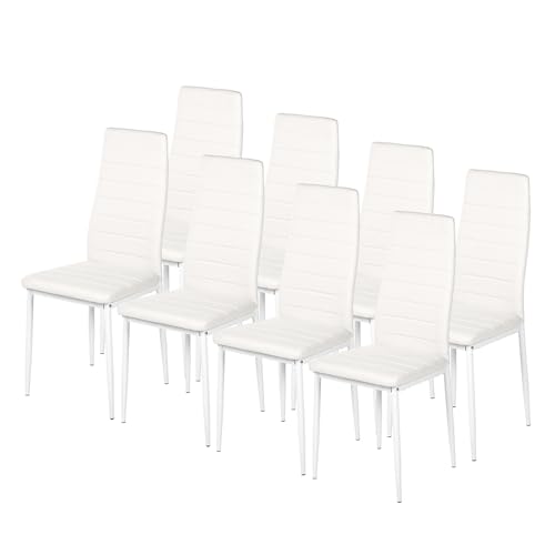 Liink1Ga Esszimmerstühle Küchenstühle 8er Set Stühle Weiß, Moderner Besucherstuhl Küchensessel Esszimmer Stühle Essstuhl mit Kunstleder, Einfacher Zusammenbau Für Büro/Küche/Esszimmer/Wohnzimmer von Liink1Ga